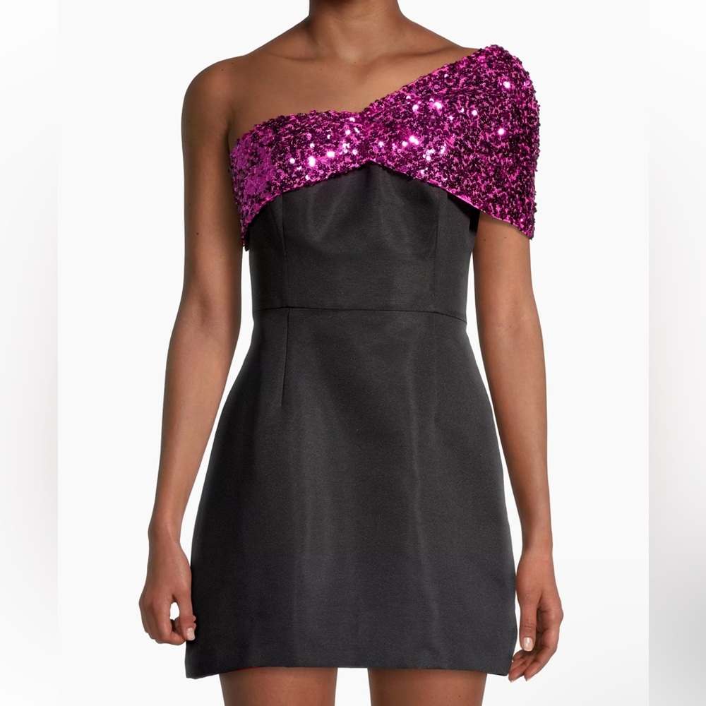 Sachin & Babi Gilda Sequined Minidress in Hot Pink/Black